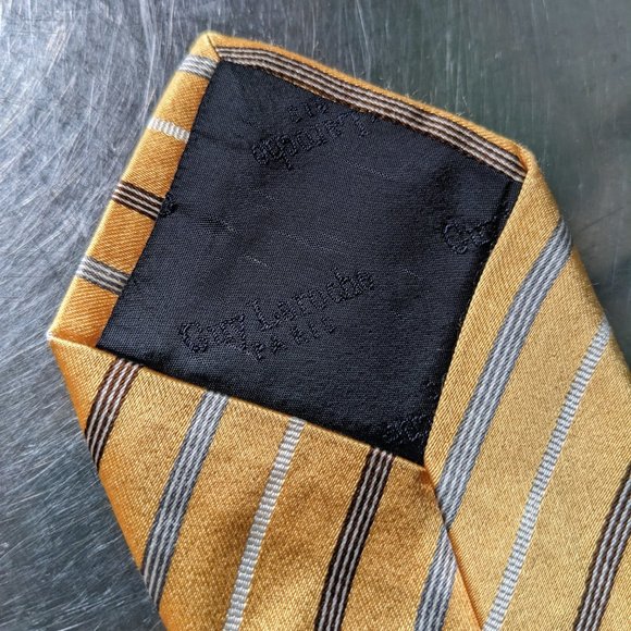 🔥 Amazing Vintage Guy LAROCHE Yellow Tie. Retro Yellow Striped Tie🔥 - Picture 9 of 9